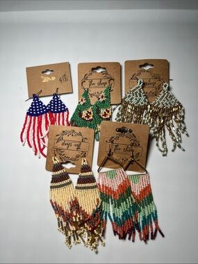 Bundle of 5- Assorted Beaded Earrings from Local Boutique